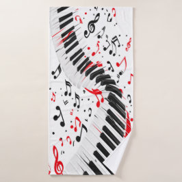 Chique Cascading Melodies Rood Wit en Zwart Badhanddoek