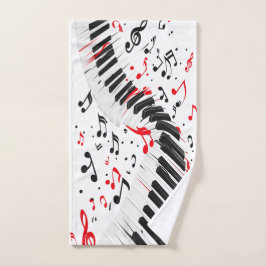 Chique Cascading Melodies Rood Wit en Zwart Handdoek