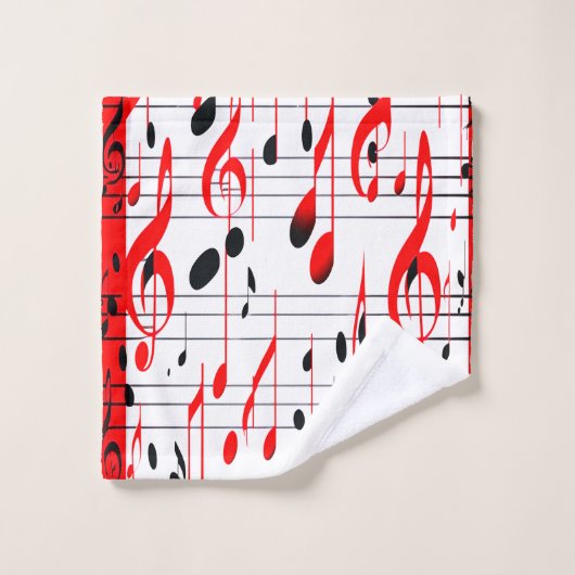 Chique Cascading Melodies Rood Wit en Zwart Washandje (Wasdoekje)