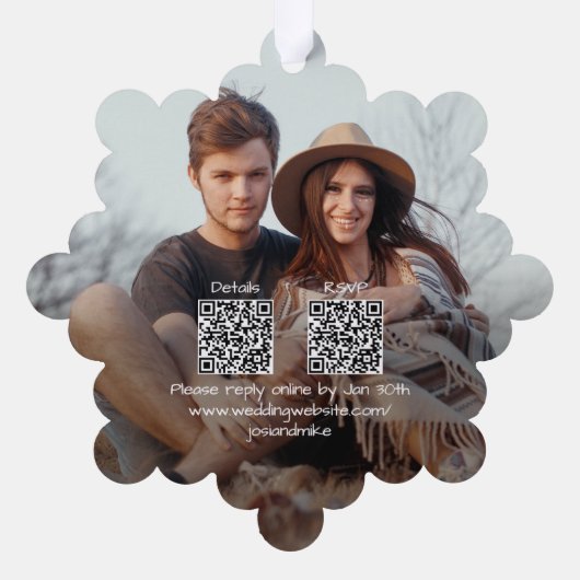 Chique Casual bruiloft uitnodiging kerst ornament (Achterkant)