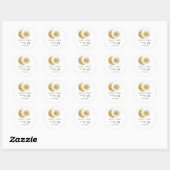 Chique Celestial Wit Goud Zon Maan Monogram Crest Ronde Sticker (Vel)