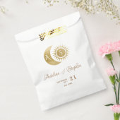 Chique Celestial Zwart Goud Zon Maan Monogram Cres Bedankzakje (Gezegeld)