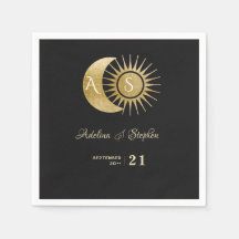 Chique Celestial Zwart Goud Zon Maan Monogram Cres