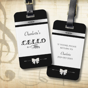 Chique Cellist Zwart en Wit Cello Hoes ID Label Bagagelabel