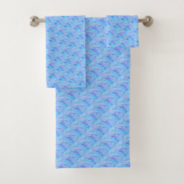 Chique Cerulean Schilderachtig Bloemblad Patroon Bad Handdoek