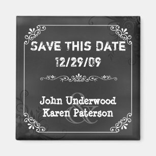 Chique Chalkboard Look Bruiloft Save the Date Magneet