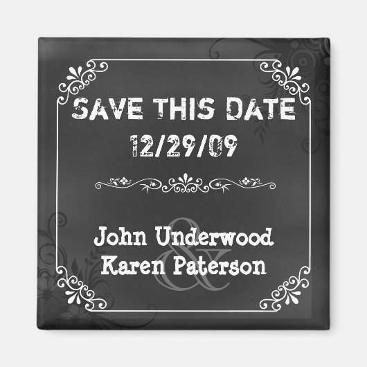  Chique Chalkboard Look Bruiloft Save the Date Magneet (Voorkant)