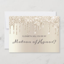 Chique Champagne Dripping Glitter Matron of Honor