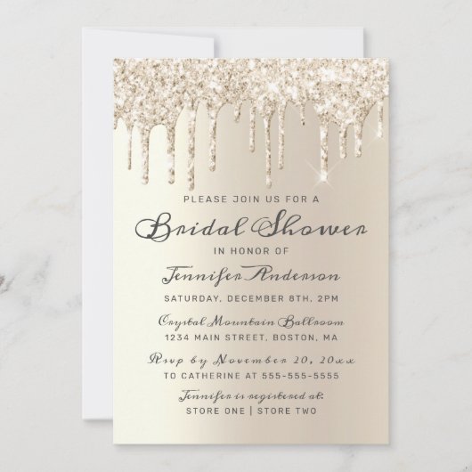 Chique Champagne Dripping Glitter Vrijgezellenfees Kaart (Voorkant)