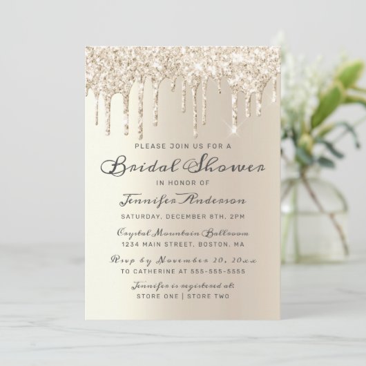 Chique Champagne Dripping Glitter Vrijgezellenfees Kaart (Staand voorkant)