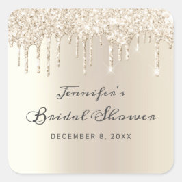 Chique Champagne Dripping Glitter Vrijgezellenfees Vierkante Sticker
