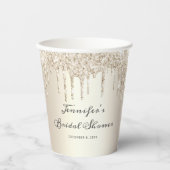 Chique champagne glinsterende druppels script brui papieren bekers (Voorkant)