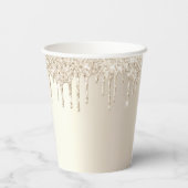 Chique champagne glittersprenkels script bruilofts papieren bekers (Achterkant)