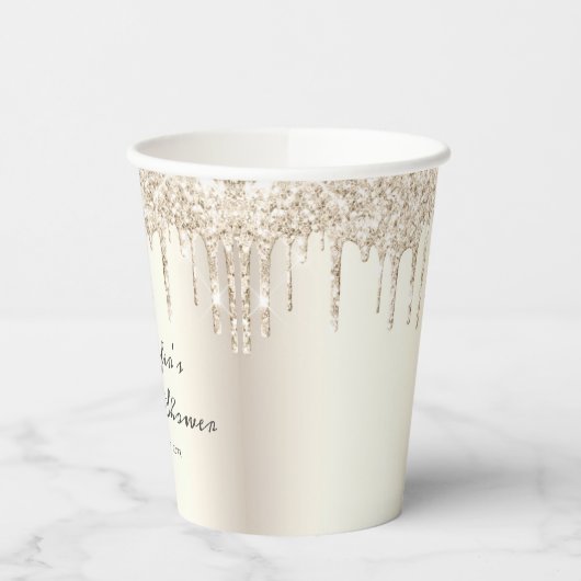 Chique champagne glittersprikkels script bruilofts papieren bekers (Links)