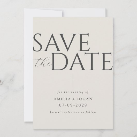 Chique champagne modern minimalistisch save the date (Voorkant)