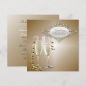 Chique champagneglaasjes Huwelijksuitnodiging Kaart (Voorkant / Achterkant)