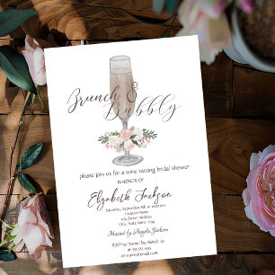 Chique champagneglas,rozen brunch & bubbels kaart