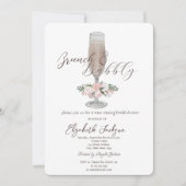 Chique champagneglas,rozen brunch & bubbels kaart (Voorkant)