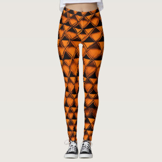 Chique Checkered Fusion: Sinaasappel & zwarte Legg Leggings