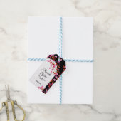 Chique Cherry Blossom Sakura Zwart Wit Verjaardag Cadeaulabel (Met Touw)