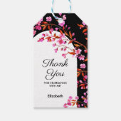 Chique Cherry Blossom Sakura Zwart Wit Verjaardag Cadeaulabel (Voorkant)