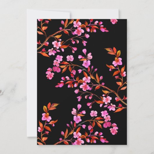 Chique Cherry Blossom Sakura Zwart Wit Verjaardag Kaart (Achterkant)