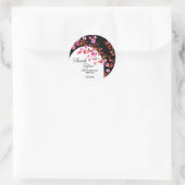 Chique Cherry Blossom Sakura Zwart Wit Verjaardag Ronde Sticker (Tas)