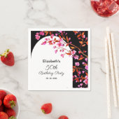 Chique Cherry Blossom Sakura Zwart Wit Verjaardag Servet (Insitu)
