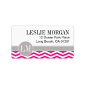 Chique Chevron Monogram | Fuschia Etiket (Voorkant)