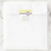 Chique Chevron Monogram | geel Vierkante Sticker (Tas)