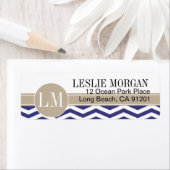 Chique Chevron Monogram | marine Etiket (Insitu)