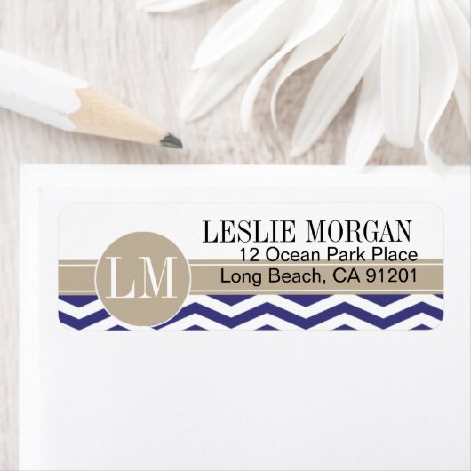 Chique Chevron Monogram | marine Etiket (Insitu)