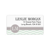 Chique Chevron Monogram | Munt Etiket (Voorkant)