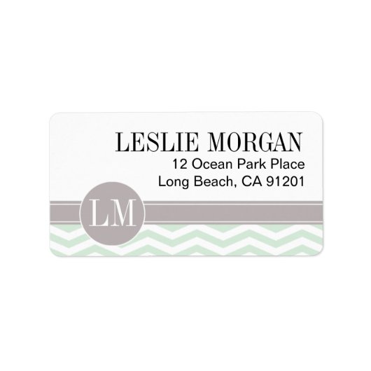 Chique Chevron Monogram | Munt Etiket (Voorkant)