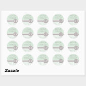 Chique Chevron Monogram | Munt Ronde Sticker (Vel)