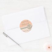 Chique Chevron Monogram | perzik Ronde Sticker (Envelop)
