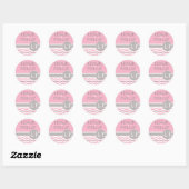 Chique Chevron Monogram | roze Ronde Sticker (Vel)
