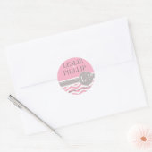 Chique Chevron Monogram | roze Ronde Sticker (Envelop)