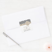 Chique Chevron Monogram | zwart Vierkante Sticker (Envelop)