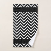 Chique Chevron Patroon op Zwarte Witte Monogram Bad Handdoek (Handdoek)