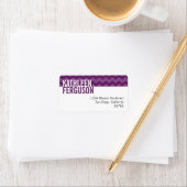 Chique chevron patroon paarse aangepaste retour ad etiket (Insitu)
