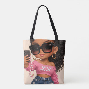 Chique Chibi Vrouw Illustratie Boodschappentas Tote Bag