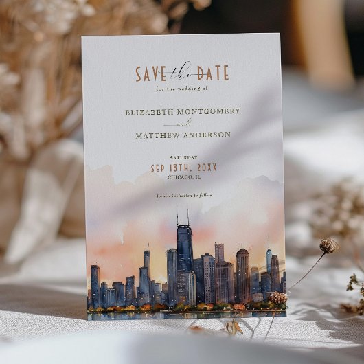 Chique Chicago, Illinois Save-the-Date Uitnodiging