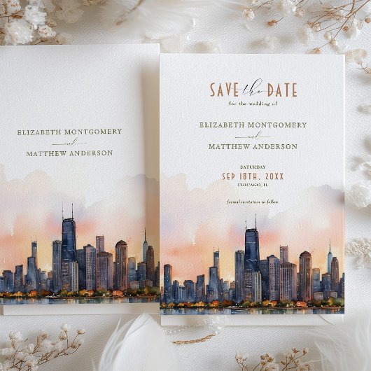 Chique Chicago, Illinois Save-the-Date Uitnodiging