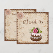Chique Chocolade Cake & Diamonds Roos Sweet 16 Kaart (Voorkant / Achterkant)