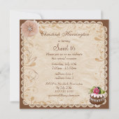 Chique Chocolade Cake & Diamonds Roos Sweet 16 Kaart (Achterkant)