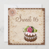 Chique Chocolade Cake & Diamonds Roos Sweet 16 Kaart (Voorkant)