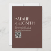 Chique Chocoladebruine QR-code Oude Rijke Bruiloft Kaart (Achterkant)