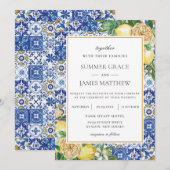 Chique Citroen Bloemen Groen Bestemming Bruiloft Kaart (Voorkant / Achterkant)