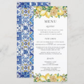 Chique Citroen Bloemen Groen Bruiloft Menu (Voorkant / Achterkant)